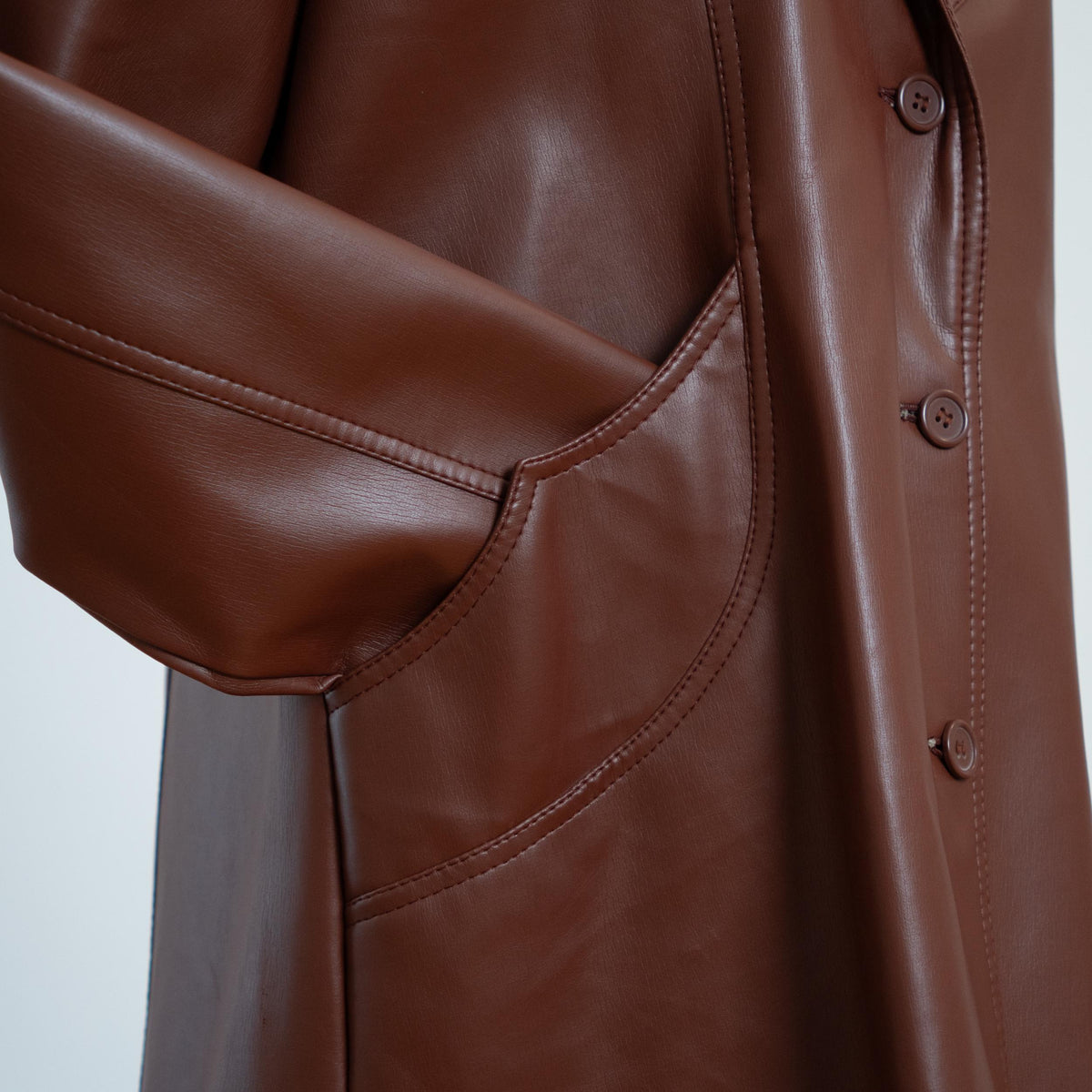 Vintage 70s Brown Vinyl Faux Leather Jacket - Extra Large | Button Up Notched Collar Blazer