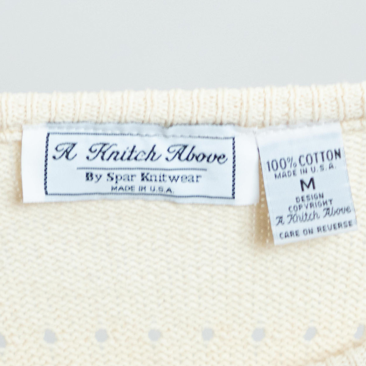 Vintage 90s Cream Eyelet Knit Longline Sweater - Medium | Cotton Boatneck Pullover