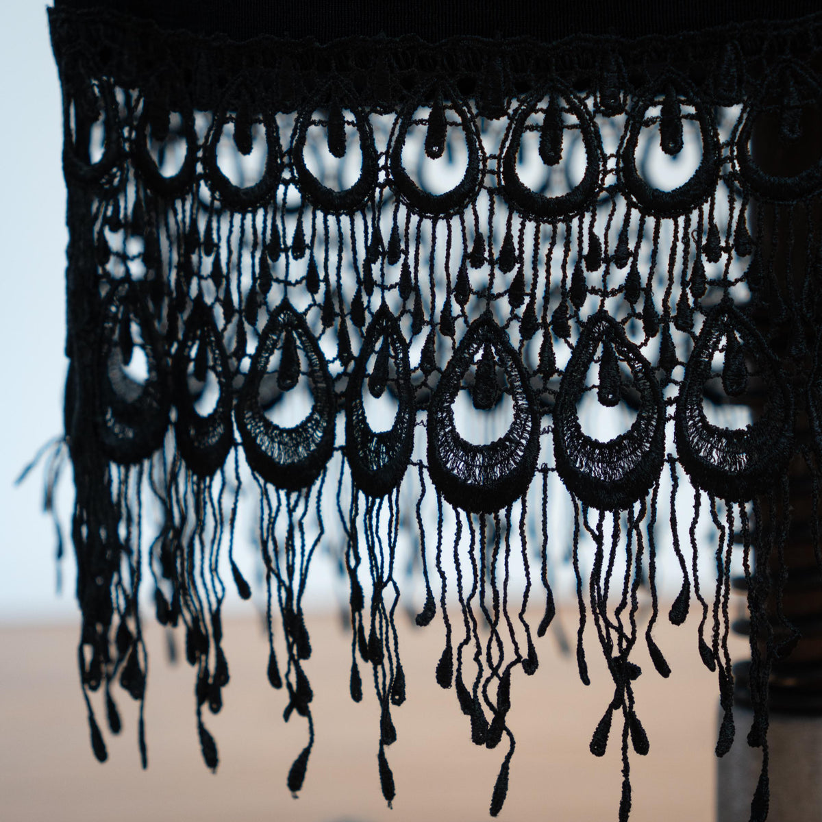 Vintage 90s Slinky Black Fringe Maxi Skirt - Medium to Large | Whimsigoth Stretchy High Waisted Long Skirt