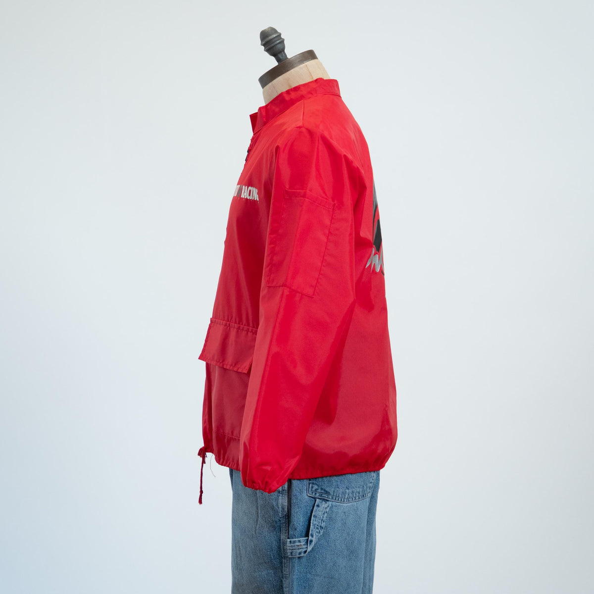 Vintage 80s Miyuki Racing Windbreaker - Medium | Hollywood Red Striped Biker Jacket