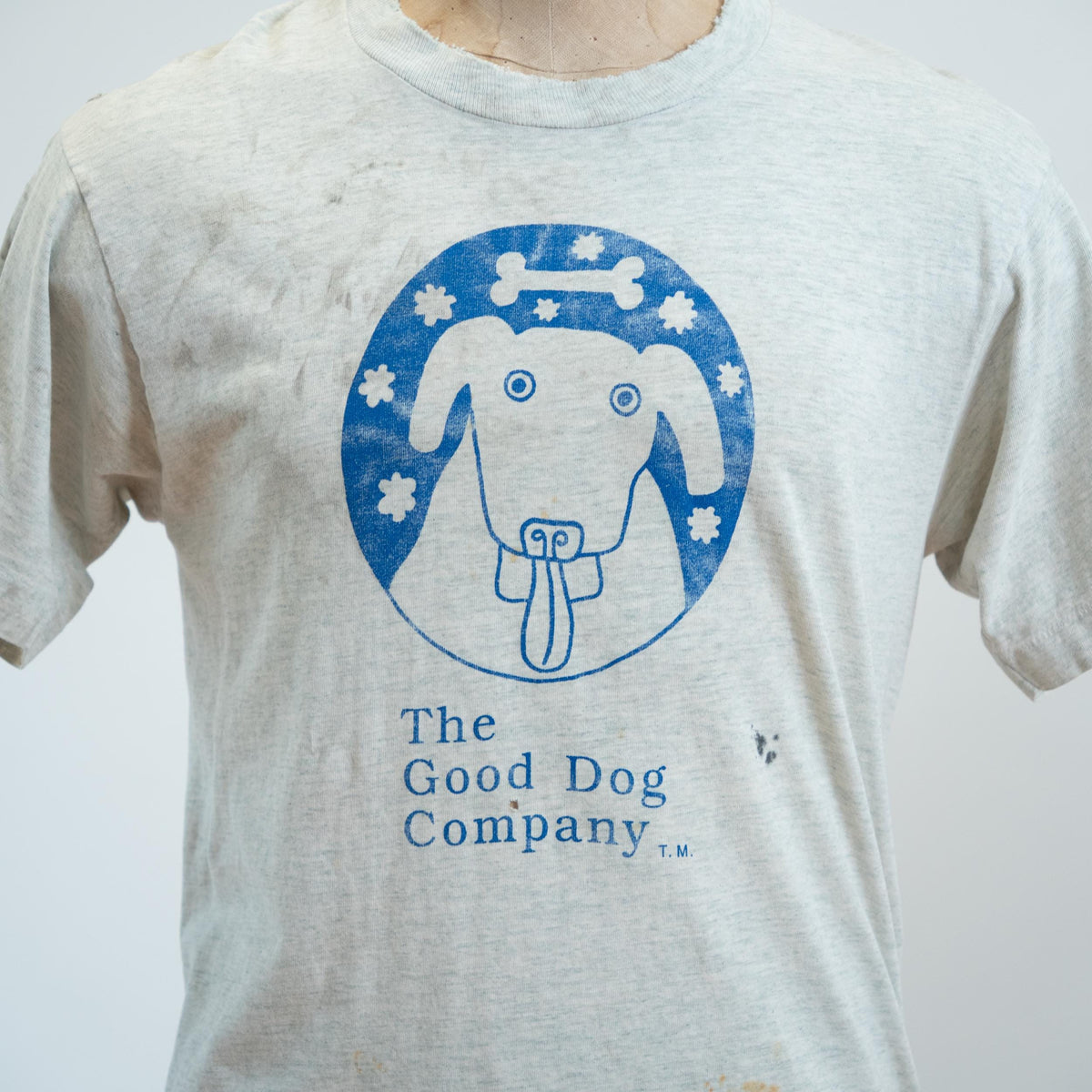 Vintage 90s "The Good Dog Company" Thrashed T Shirt - Large | Heather Gray Distressed Graphic Tee