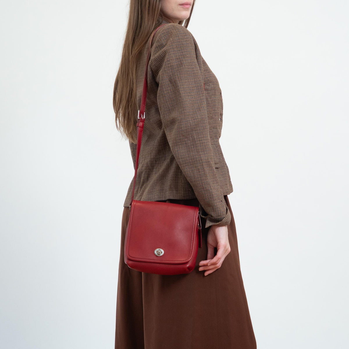 Vintage 90s Coach Red Companion Flap Bag #9076 | Designer Crossbody Purse