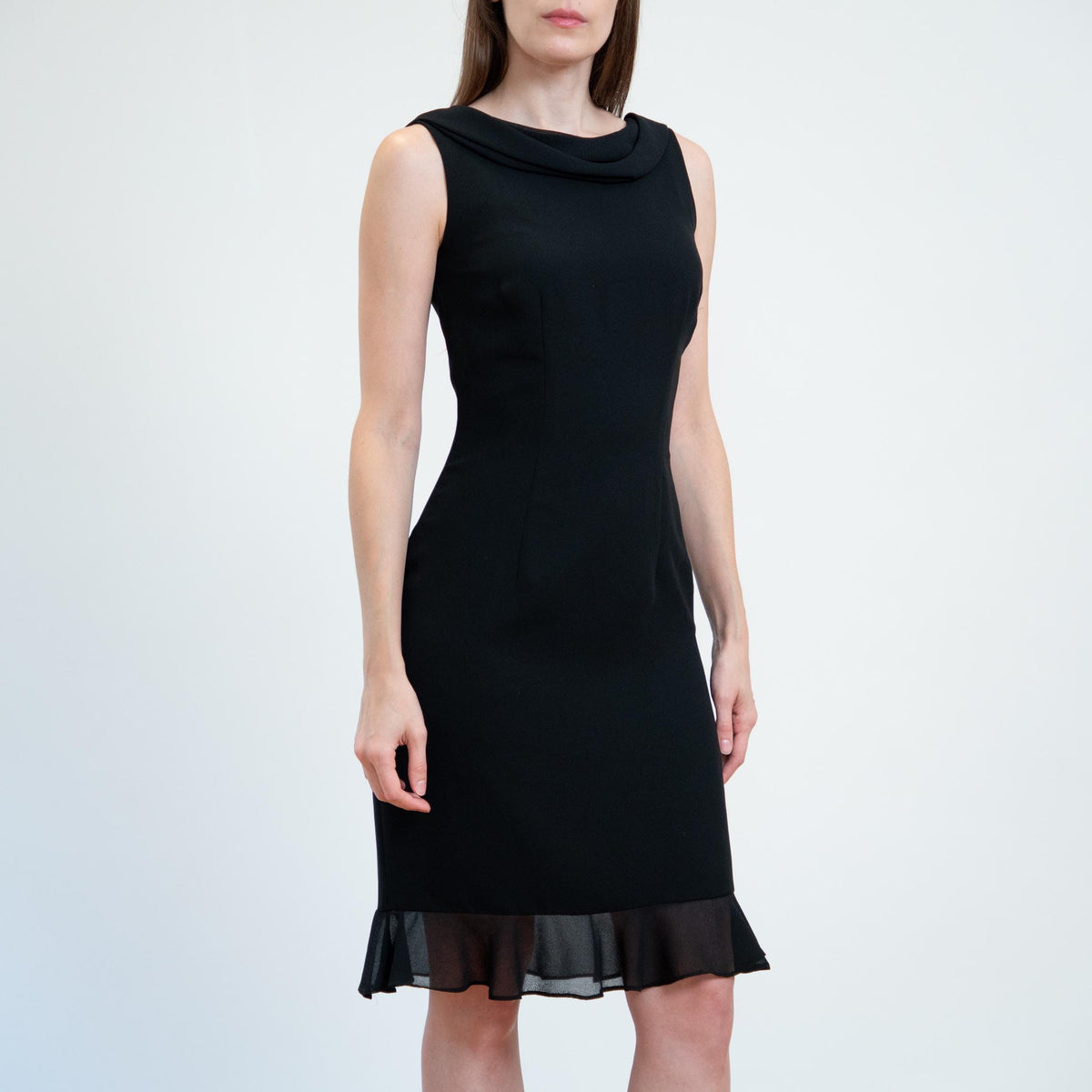 Vintage 90s Lace Sheer Illusion Bow Tie Dress - Small | Cowl Neck Mini Cocktail Party Dres