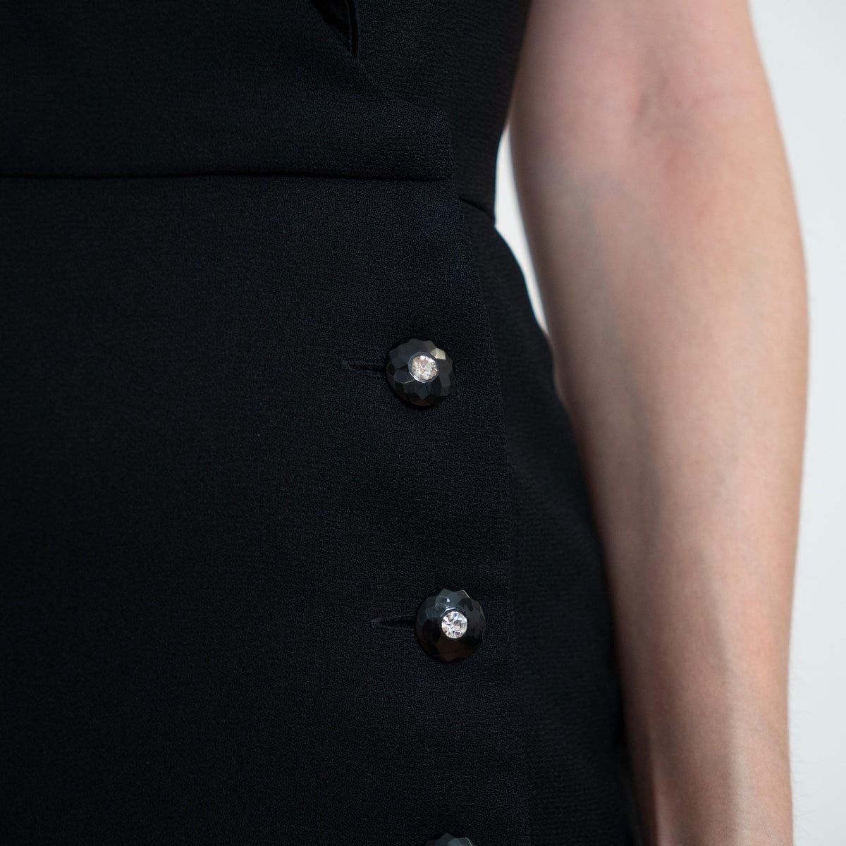 Vintage 80s A.J. Bari Black Tuxedo Mini Dress - Extra Small | New Wave Notched Collar Bodycon Cocktail Party Dress