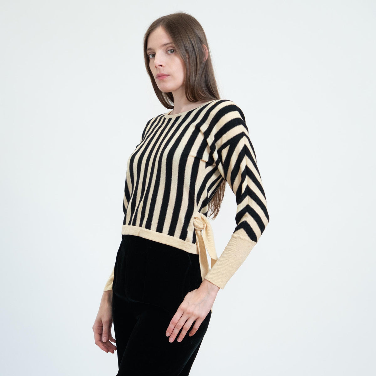 Vintage 80s Sonia Rykiel Black & White Striped Sweater, As Is - Small to Medium | Wool Knit Lightweight Pullover