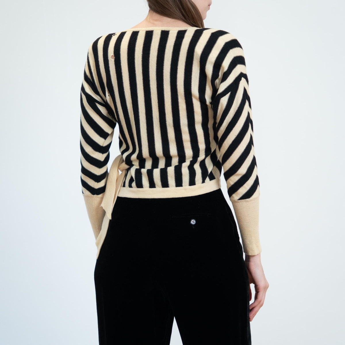 Vintage 80s Sonia Rykiel Black & White Striped Sweater, As Is - Small to Medium | Wool Knit Lightweight Pullover