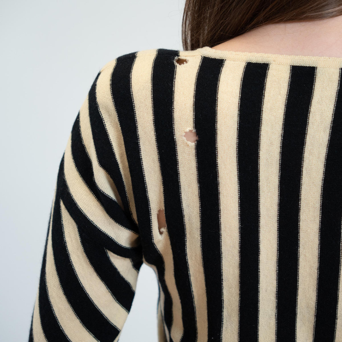 Vintage 80s Sonia Rykiel Black & White Striped Sweater, As Is - Small to Medium | Wool Knit Lightweight Pullover