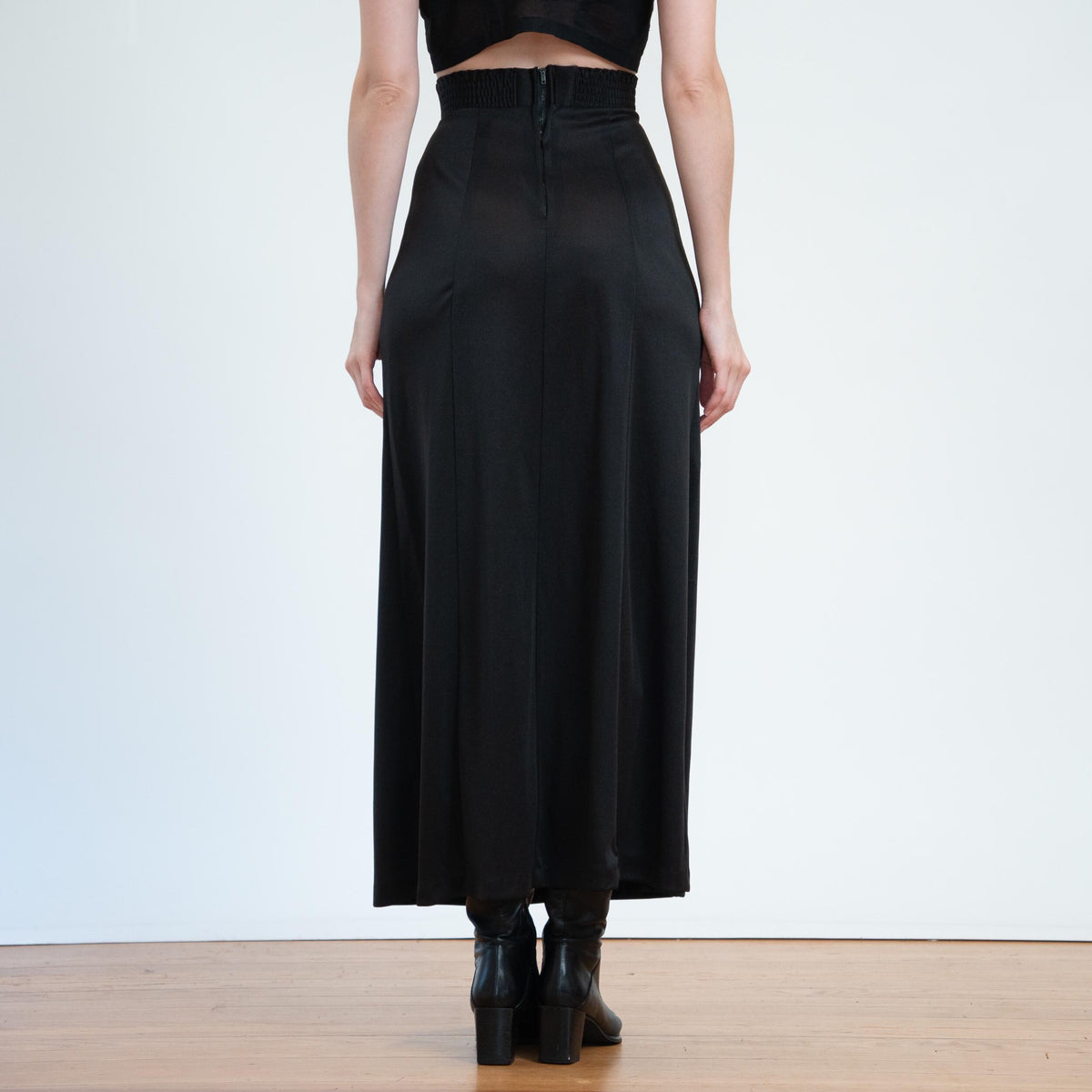 Vintage 70s Black Jeweled Button Maxi Skirt - XS to Small | Super High Waisted Long Skirt
