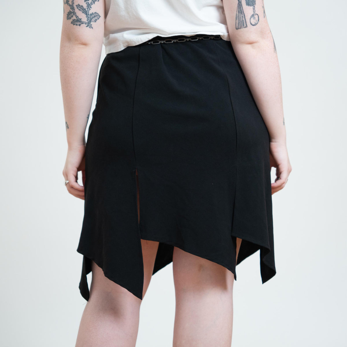 Vintage Y2K Black Fairy Goth Mini Skirt - Large | Witchy Scarf Hem Skirt