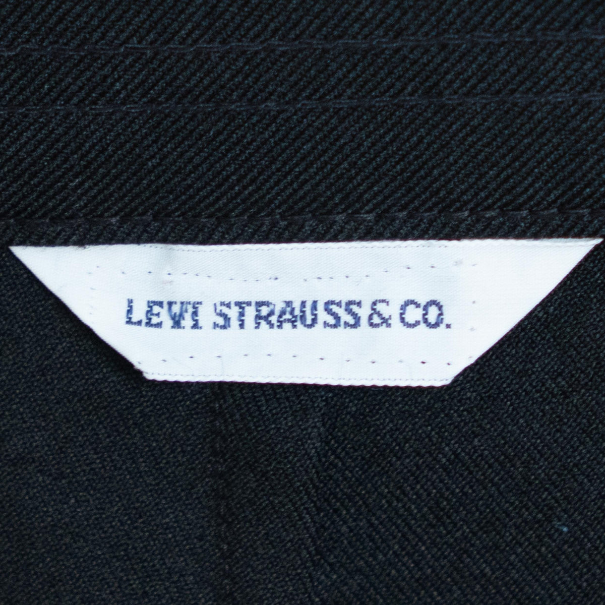 Vintage 70s Levi's Black High Waisted Trousers - Large, 31" Waist | Minimalist Flat Front Bootcut Polyester Pants