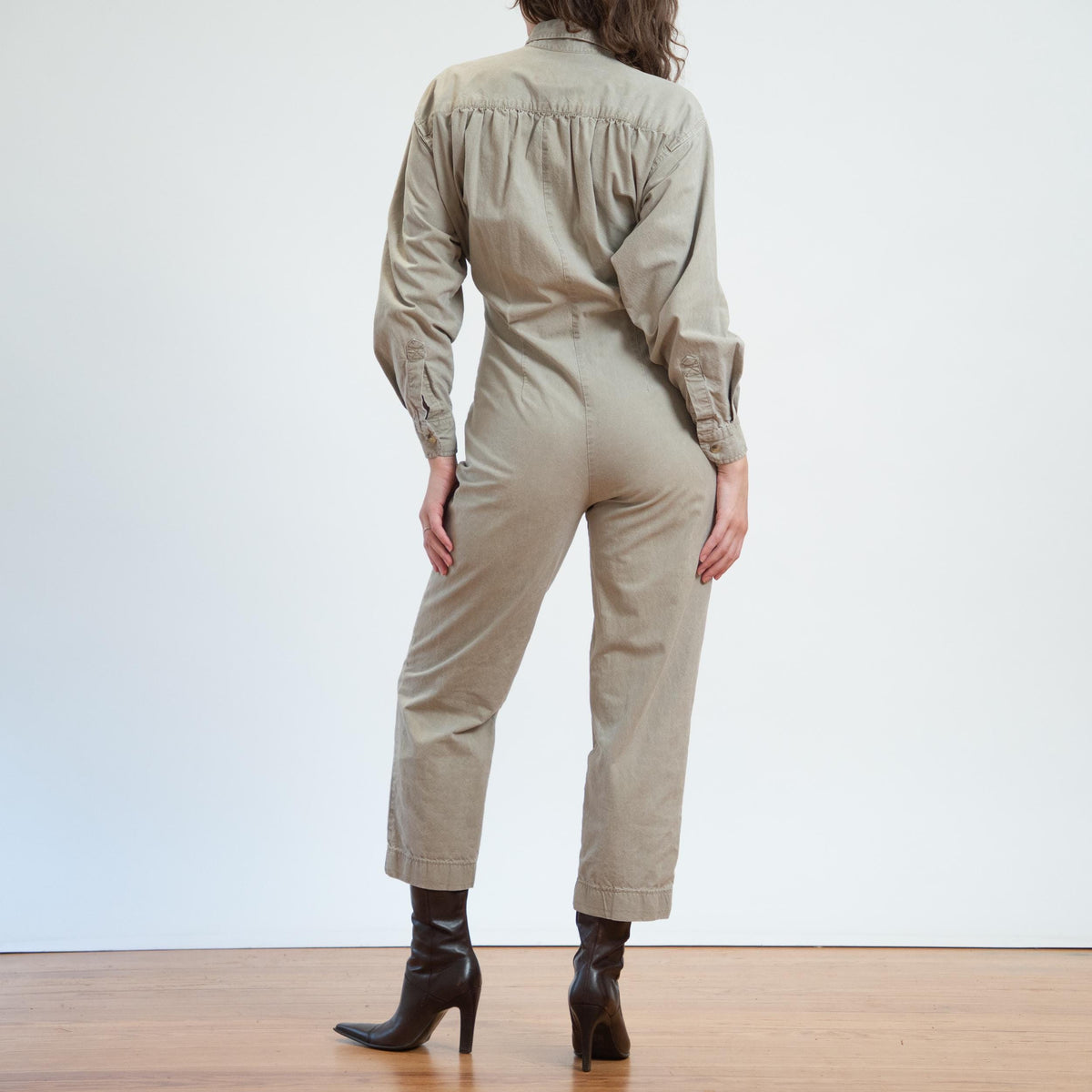 Vintage 80s Banana Republic Safari Jumpsuit - Large | Khaki Coverall Pantsuit