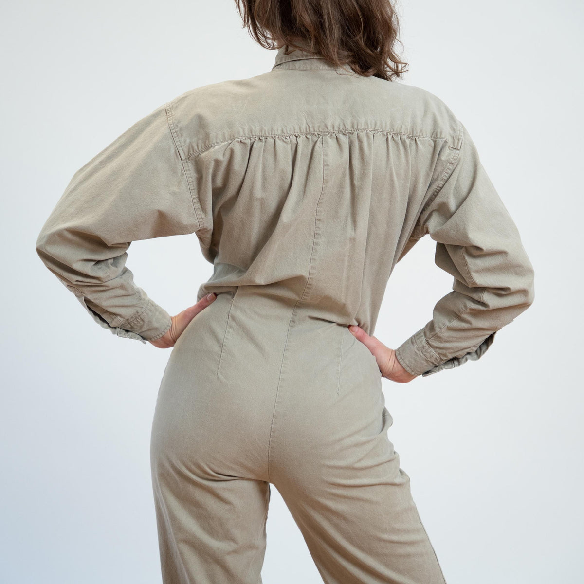 Vintage 80s Banana Republic Safari Jumpsuit - Large | Khaki Coverall Pantsuit