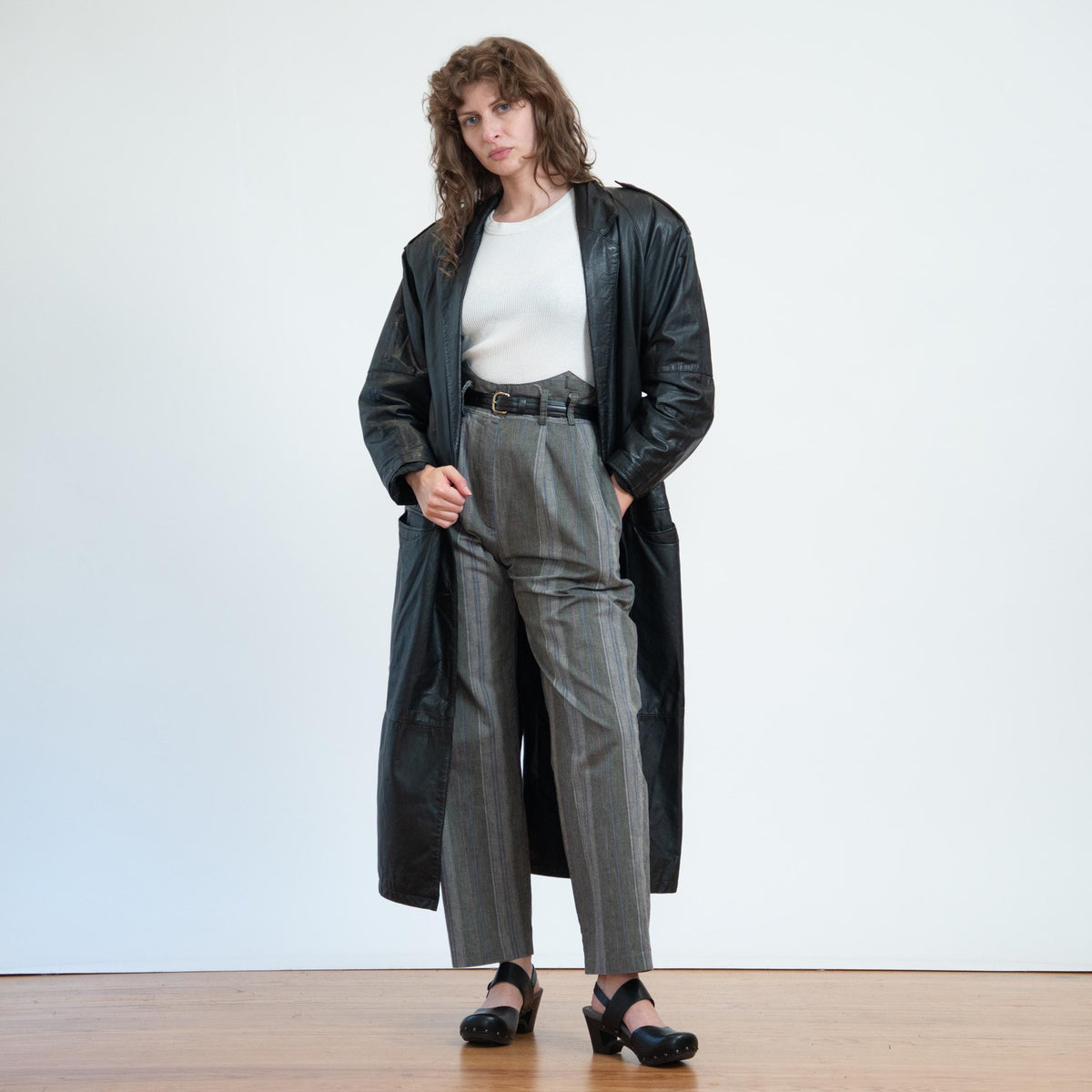 Vintage 80s Black Leather Duster Jacket - Small to Medium | Single Breasted Goth Trench Coat