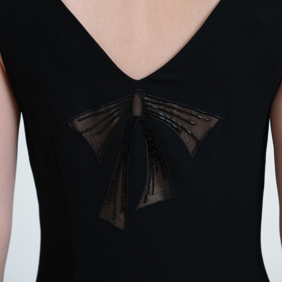 Vintage 90s Lace Sheer Illusion Bow Tie Dress - Small | Cowl Neck Mini Cocktail Party Dres