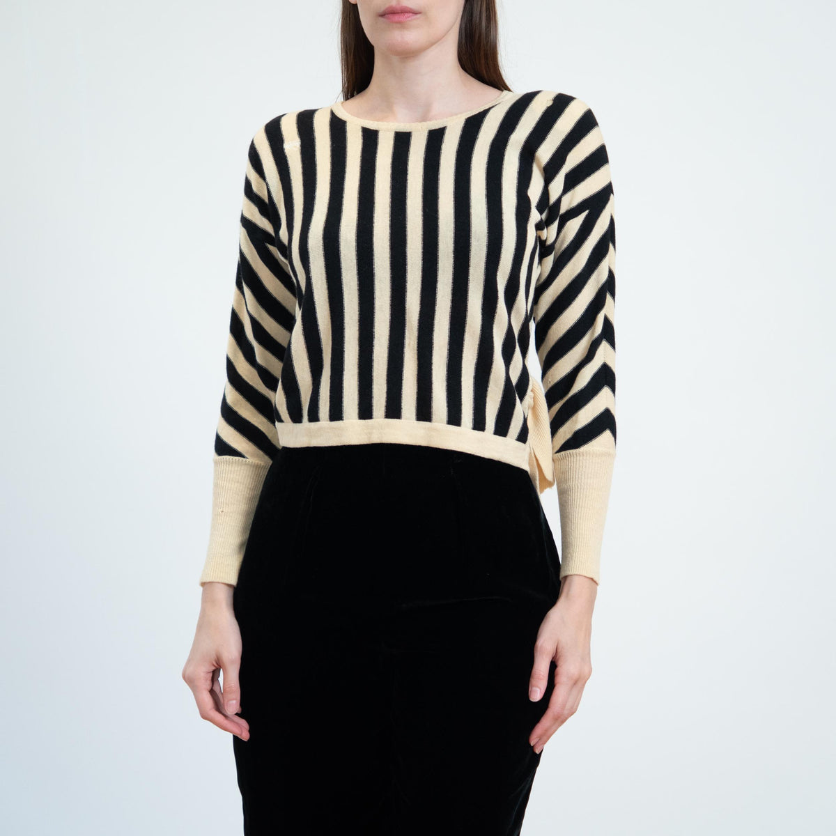 Vintage 80s Sonia Rykiel Black & White Striped Sweater, As Is - Small to Medium | Wool Knit Lightweight Pullover