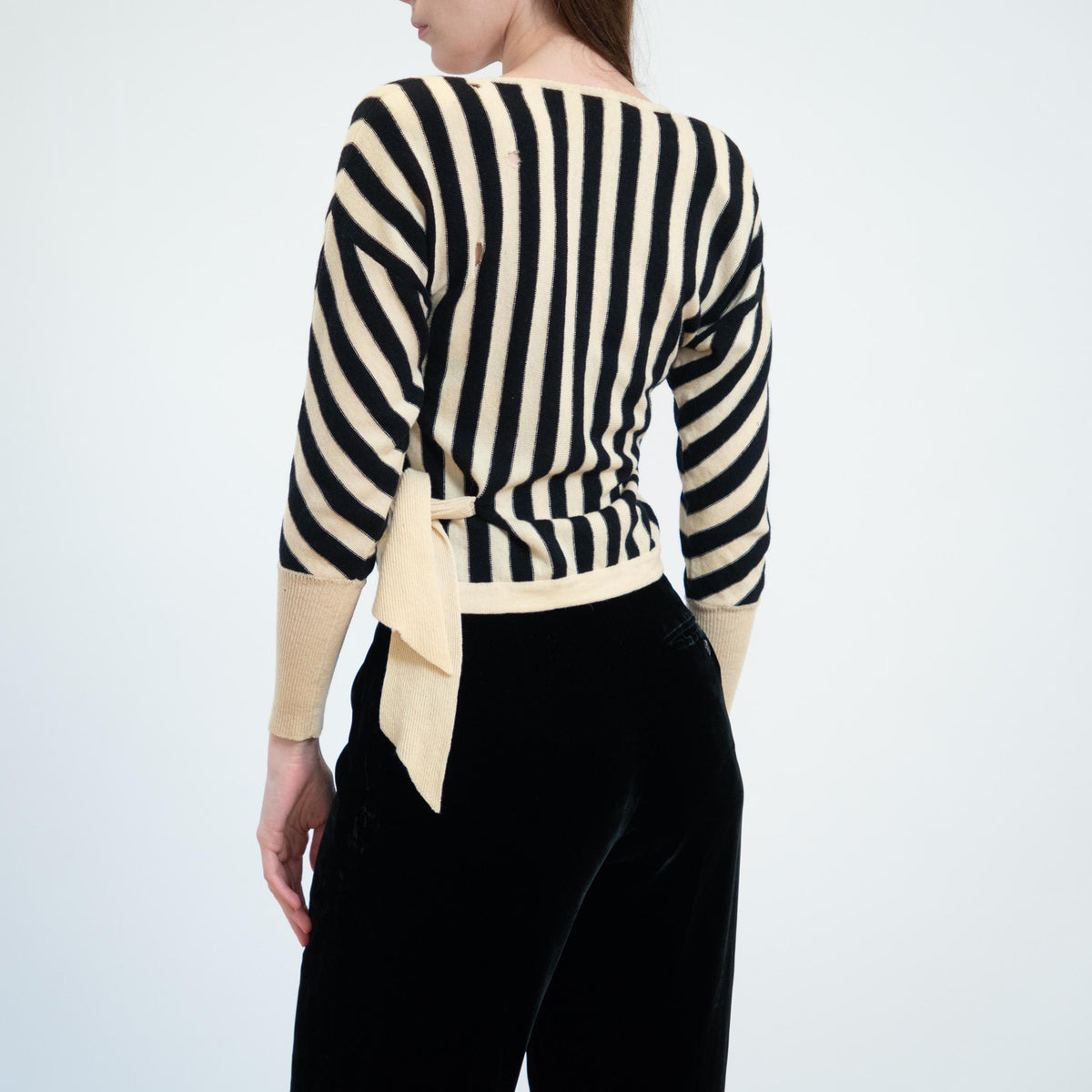 Vintage 80s Sonia Rykiel Black & White Striped Sweater, As Is - Small to Medium | Wool Knit Lightweight Pullover