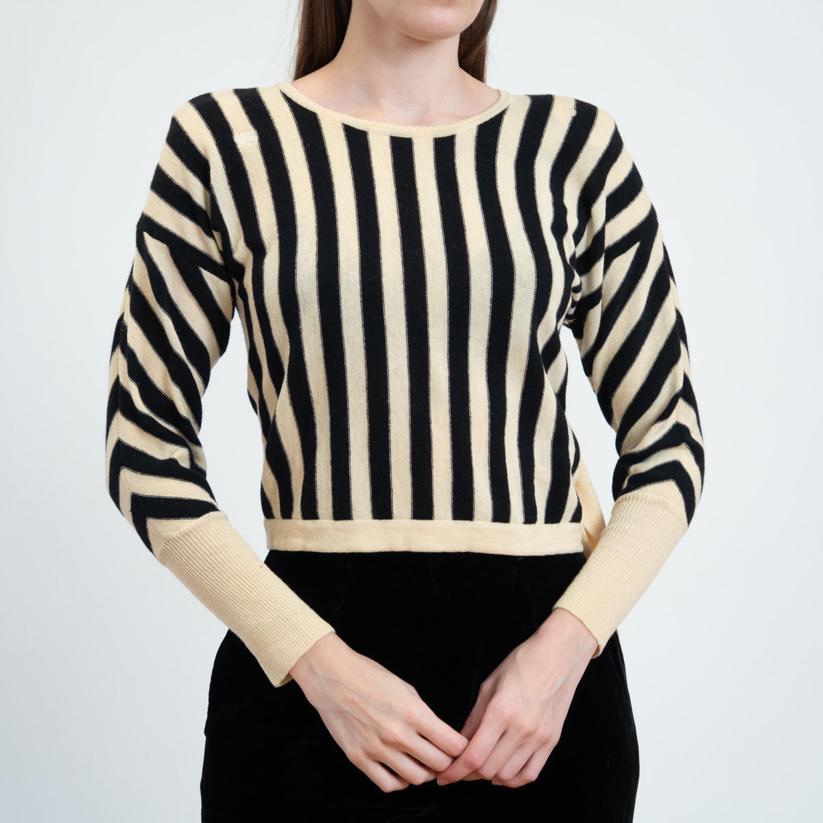 Vintage 80s Sonia Rykiel Black & White Striped Sweater, As Is - Small to Medium | Wool Knit Lightweight Pullover
