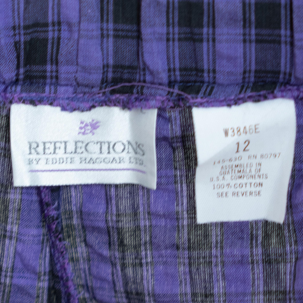 Vintage 90s Purple Plaid Trouser Shorts - Large | Pleated High Waisted Long Shorts