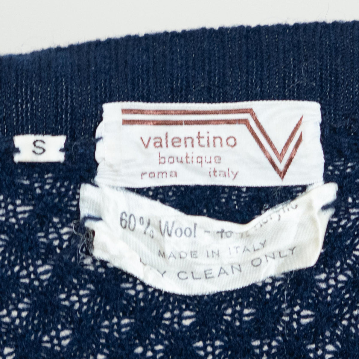 Vintage 70s Valentino Navy Knit Cardigan - Extra Small | Button Up Fitted Lightweight Sweater
