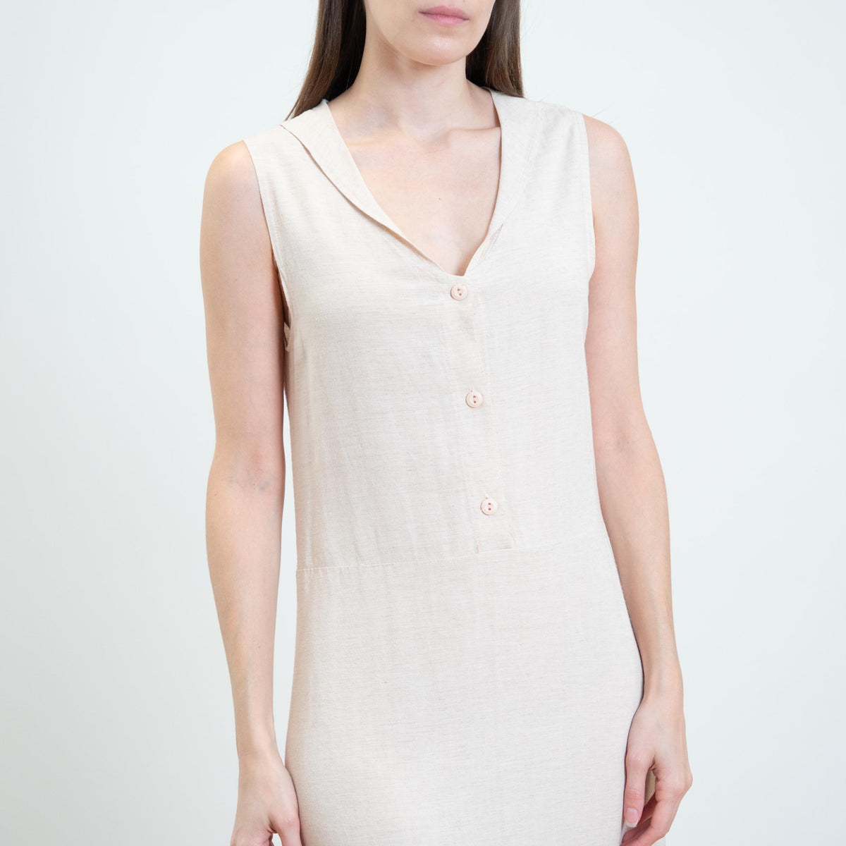 Vintage Y2K Light Blush Sleeveless Maxi Dress - Small | Minimalist Trumpet Hem Pinafore