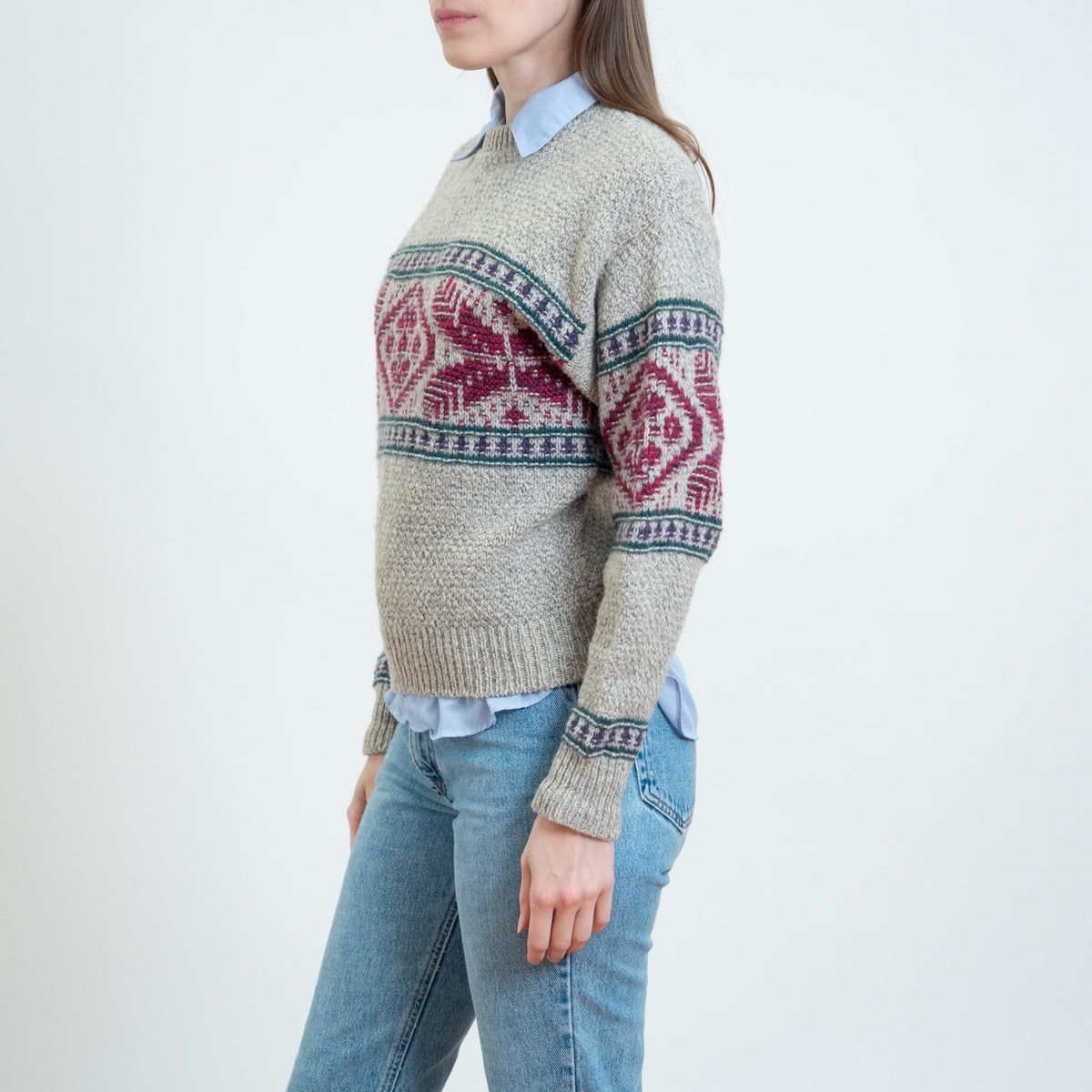 Vintage 90s American Eagle Fair Isle Sweater - Small | Cotton Chunky Knit Pullover