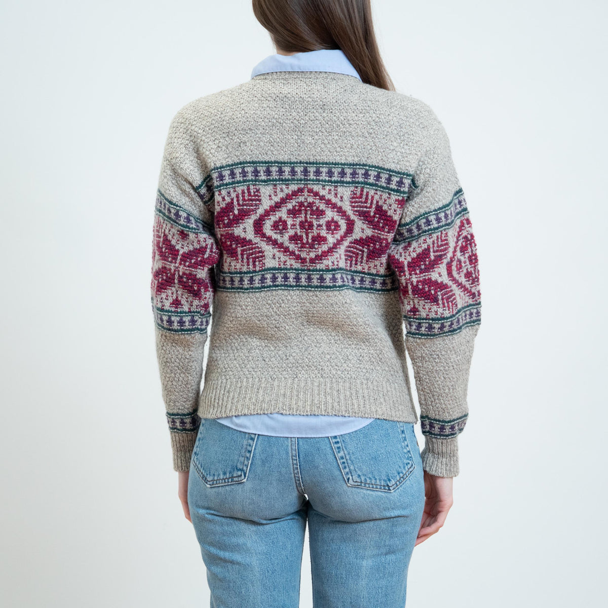 Vintage 90s American Eagle Fair Isle Sweater - Small | Cotton Chunky Knit Pullover
