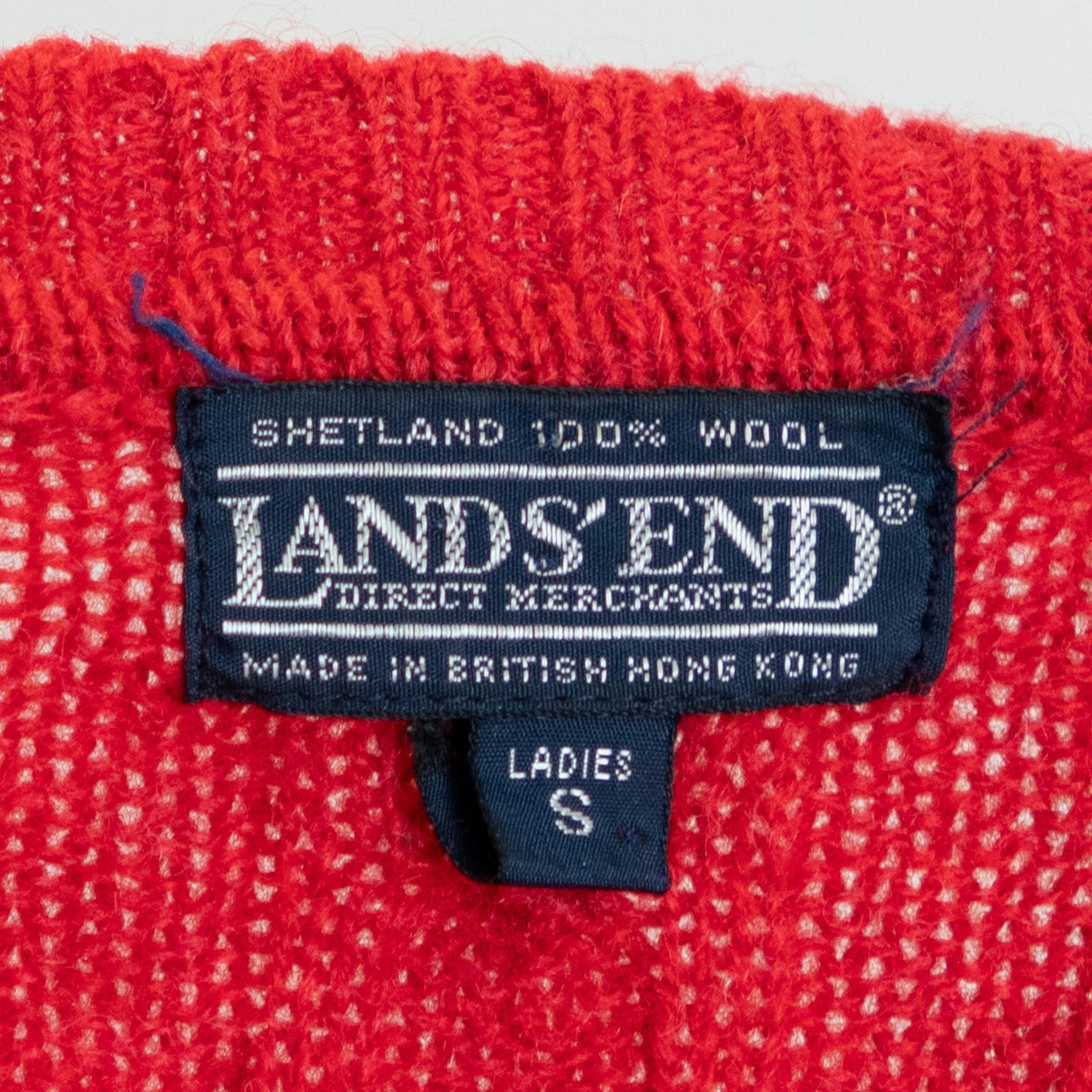 Vintage 90s Cherry Red Elbow Patch Sweater - Small | Lands’ End Cable Knit Pullover