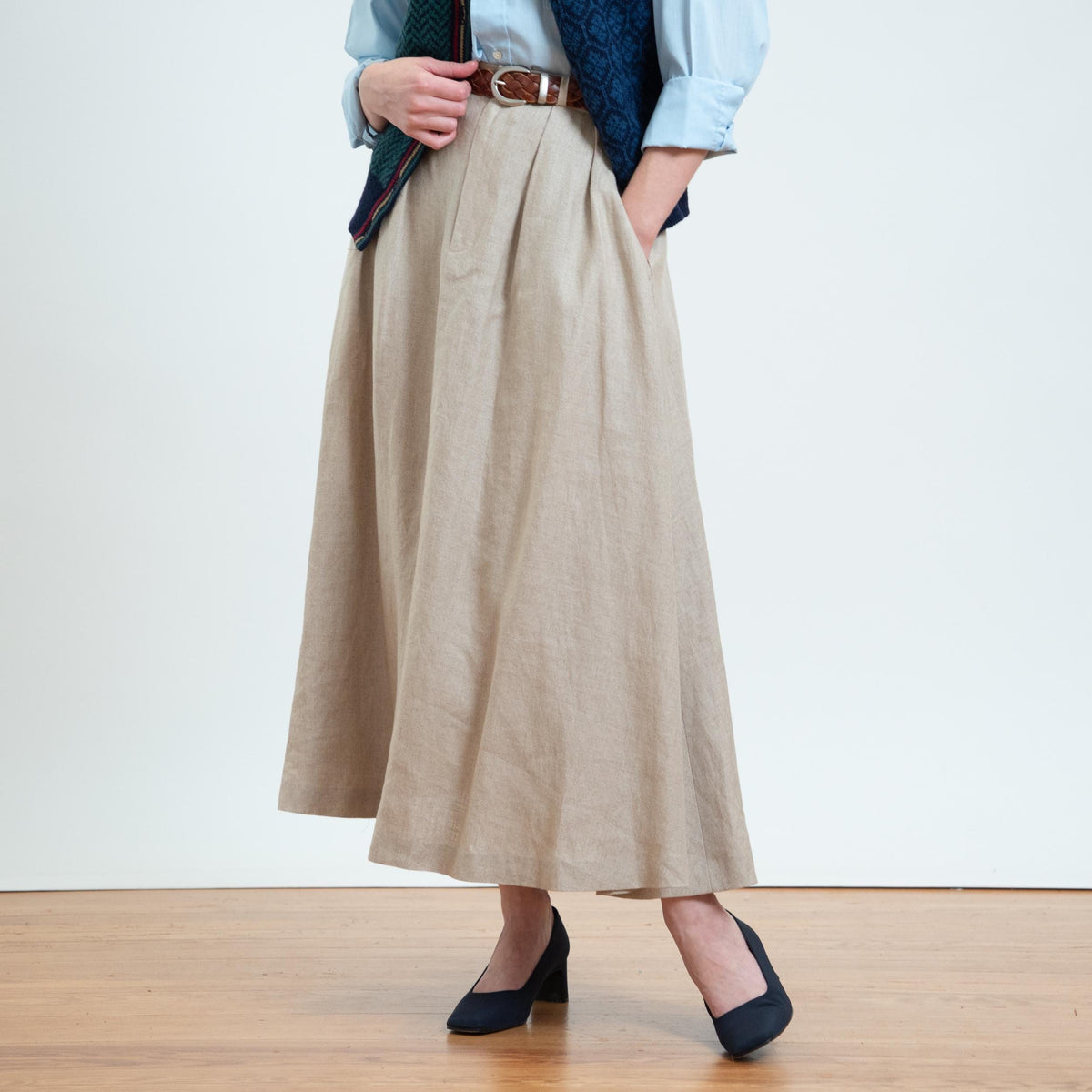 Vintage 80s Ralph Lauren Oatmeal Linen Riding Skirt - Small, 26" Waist | English Country A Line Maxi Skirt