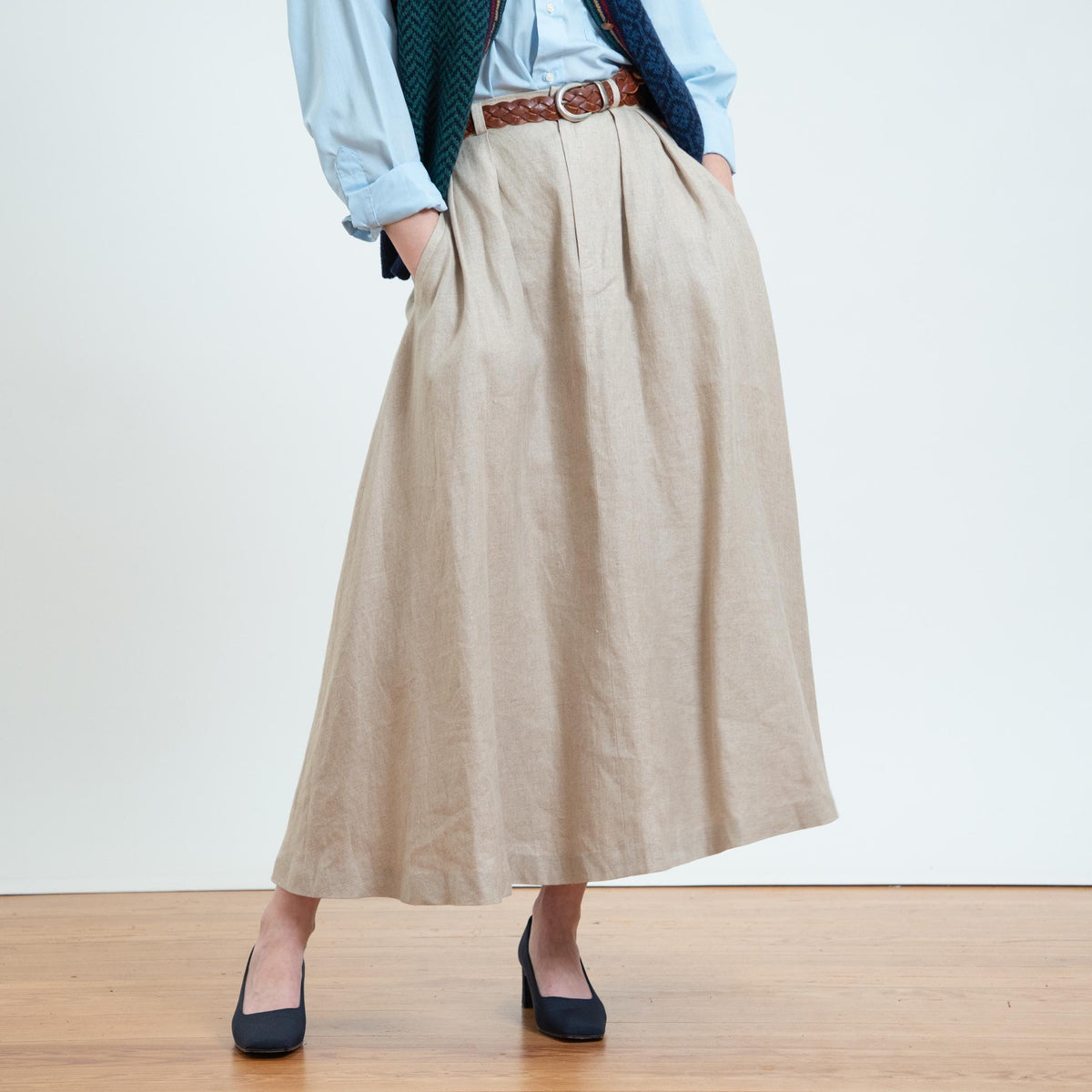 Vintage 80s Ralph Lauren Oatmeal Linen Riding Skirt - Small, 26" Waist | English Country A Line Maxi Skirt