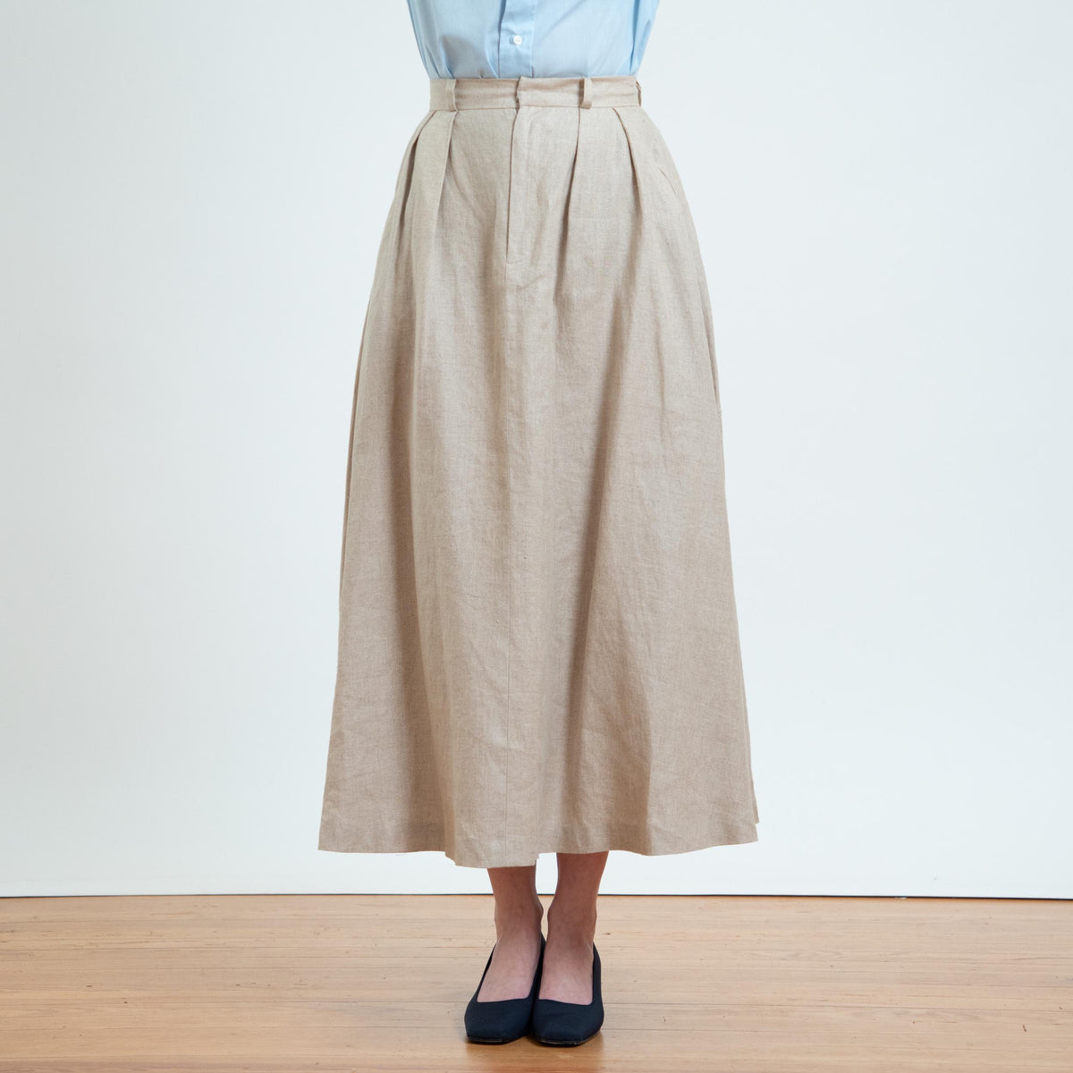 Vintage 80s Ralph Lauren Oatmeal Linen Riding Skirt - Small, 26" Waist | English Country A Line Maxi Skirt