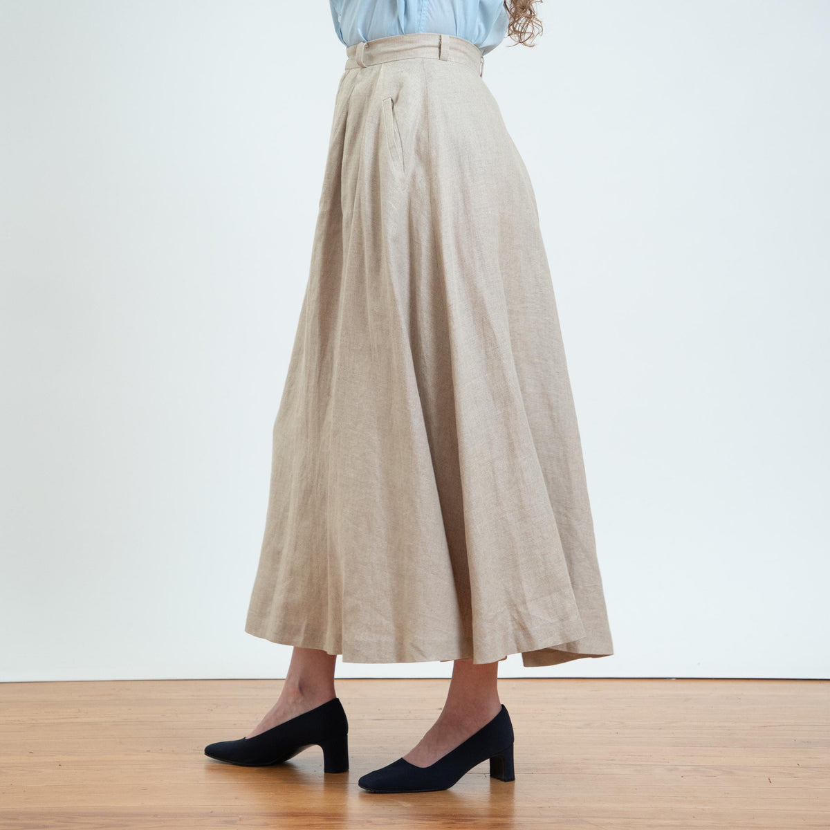 Vintage 80s Ralph Lauren Oatmeal Linen Riding Skirt - Small, 26" Waist | English Country A Line Maxi Skirt