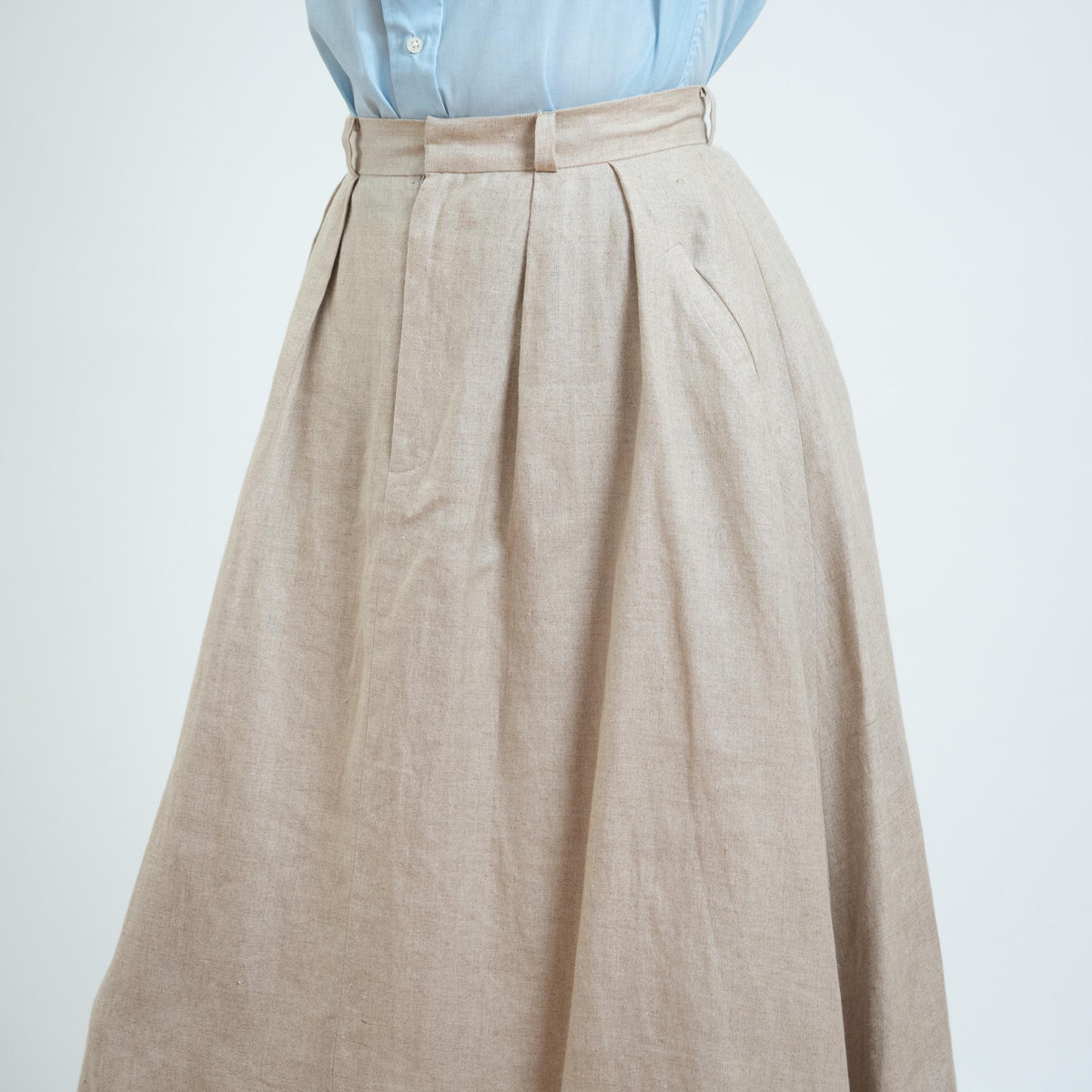 Vintage 80s Ralph Lauren Oatmeal Linen Riding Skirt - Small, 26" Waist | English Country A Line Maxi Skirt