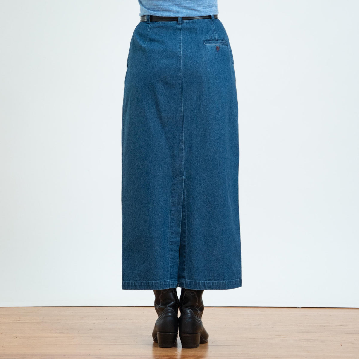 Vintage 90s Dark Wash Denim Maxi Skirt - Small, 27" Waist | High Rise Long Straight Jean Skirt