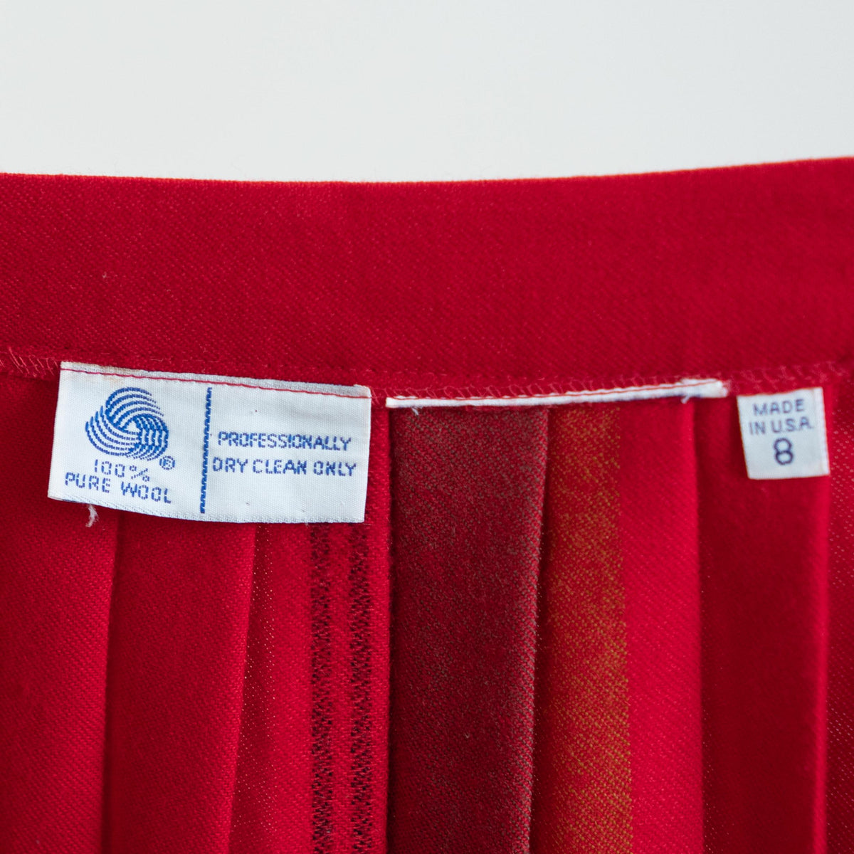 Vintage 80s Red Plaid Wool Pleated Midi Skirt - Small, 26" Waist | High Waisted Tartan Academia Skirt