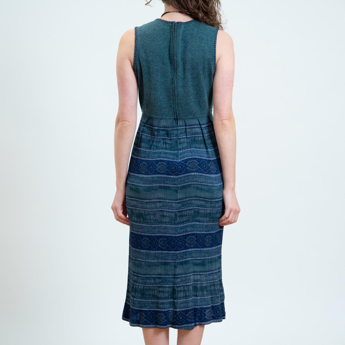 Vintage 90s Dark Teal Dress & Cardigan Set - Medium | Knit Matching Two Piece Outfit