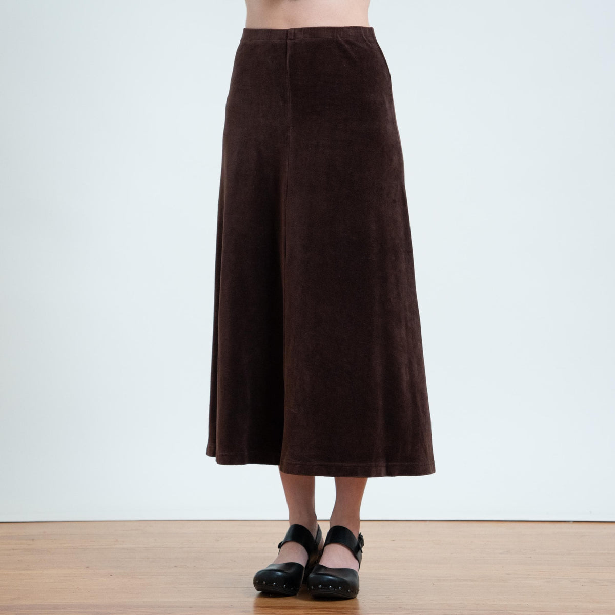 Vintage 80s Mauve Velvet Maxi Skirt - Small | Minimalist High Waisted A Line Fall Skirt