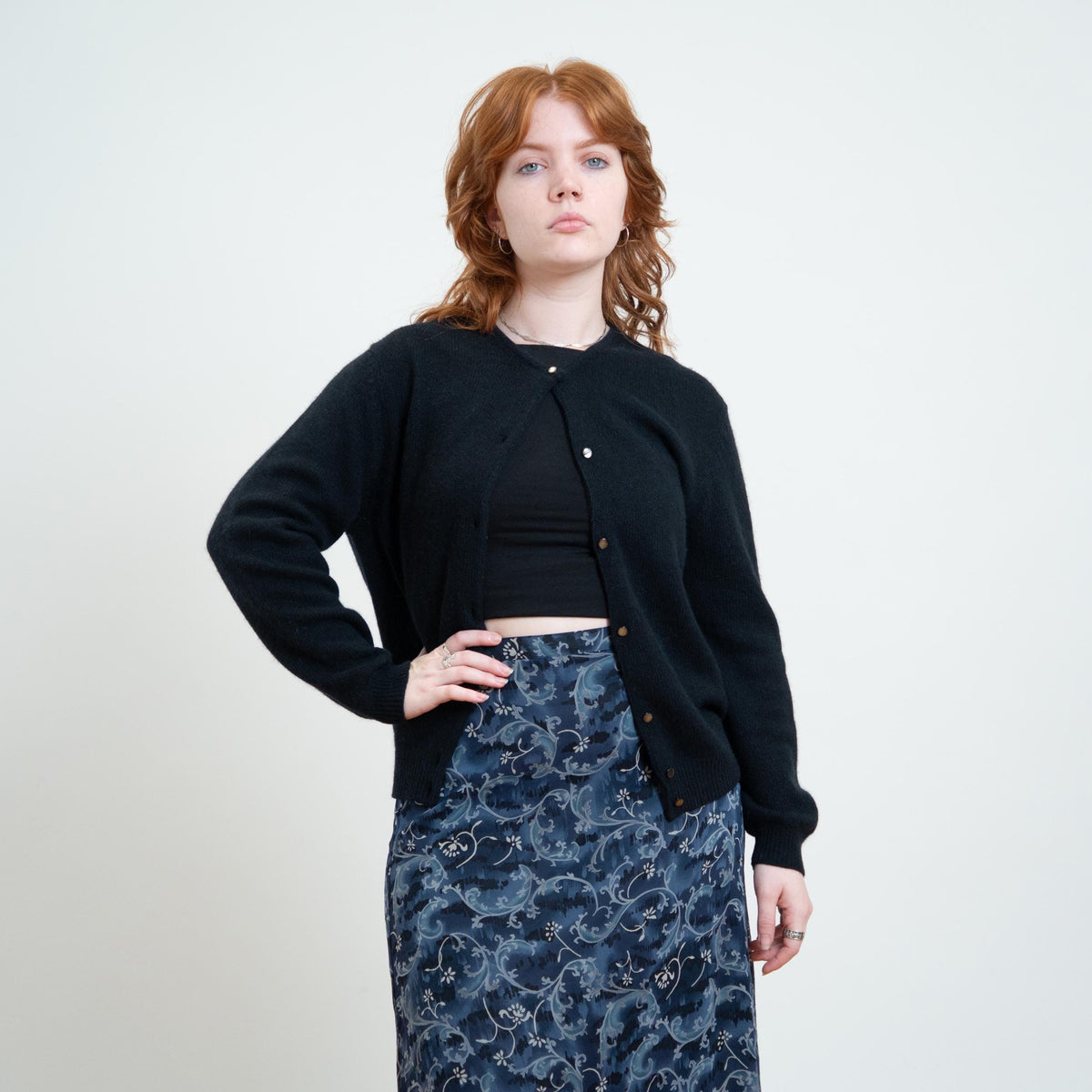 Vintage Y2K Gap Black Angora Cardigan - Large | Lambswool Blend Button Up Sweater