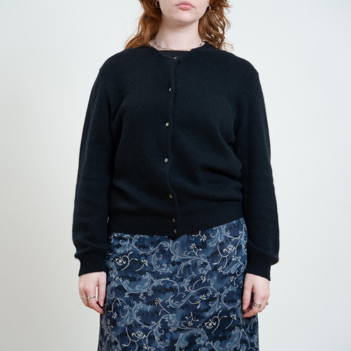 Vintage Y2K Gap Black Angora Cardigan - Large | Lambswool Blend Button Up Sweater