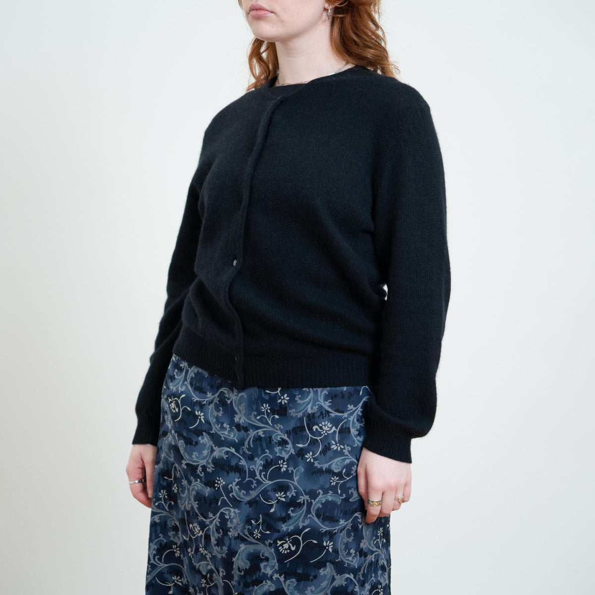 Vintage Y2K Gap Black Angora Cardigan - Large | Lambswool Blend Button Up Sweater