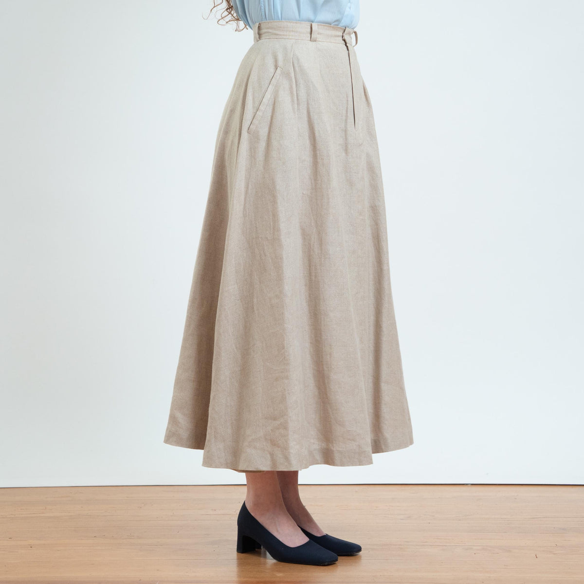 Vintage 80s Ralph Lauren Oatmeal Linen Riding Skirt - Small, 26" Waist | English Country A Line Maxi Skirt