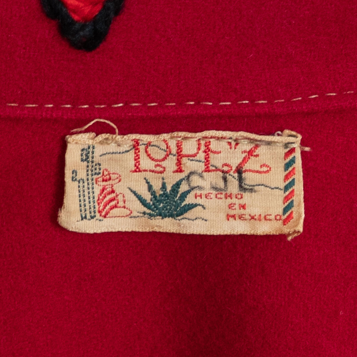 Vintage 1940s Mexican Embroidered Tourist Jacket - Small | 40s Red Wool Souvenir Novelty Blazer
