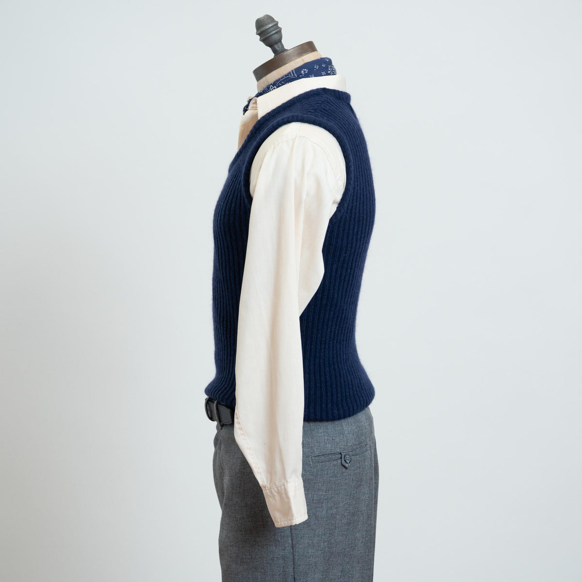 Vintage 70s Navy Blue Knit Sweater Vest - Small | Sleeveless Pullover Top