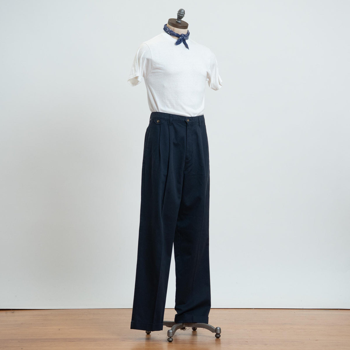 Vintage 90s Dockers Navy Cotton Loose Fit Pants - 36x34 | Straight Leg Pleated Chinos Trousers