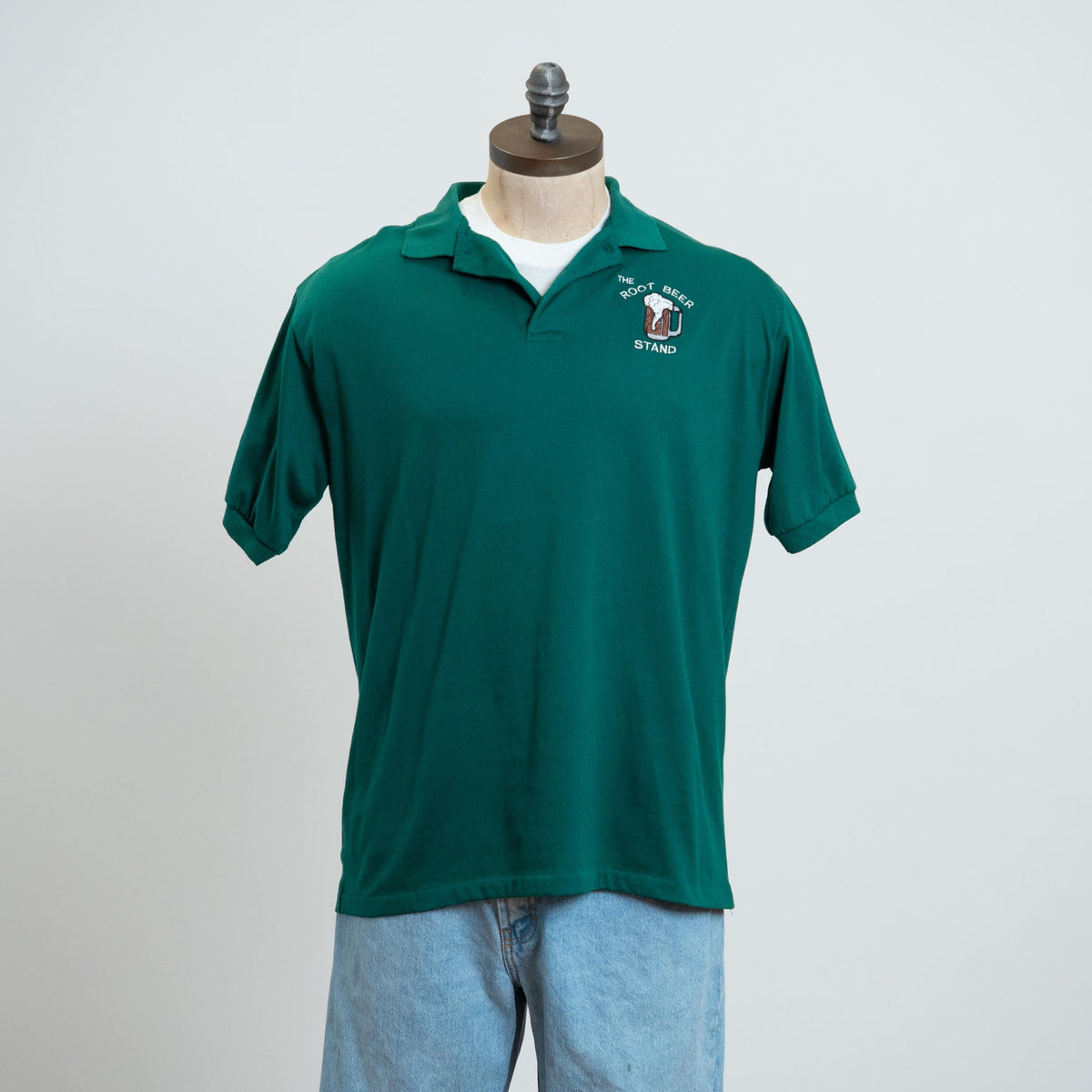Vintage 90s Root Beer Stand Polo Shirt - Extra Large | Green Short Sleeve Uniform Top