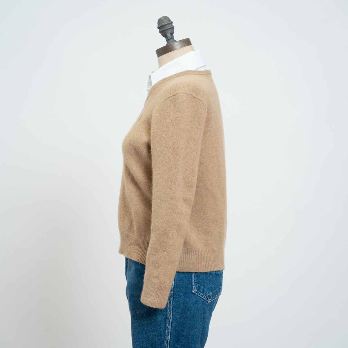 Vintage 90s Ralph Lauren Tan Lambswool Sweater - Petite Small | V Neck Preppy Knit Pullover