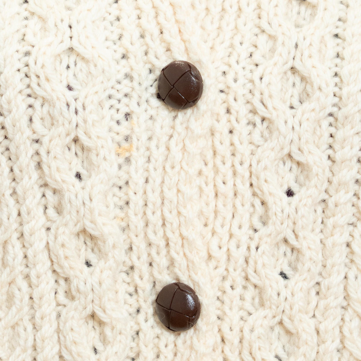 Vintage 70s/80s Cream Wool Cable Knit Cardigan - Small to Medium | Irish Button Up Fisherman Sweater