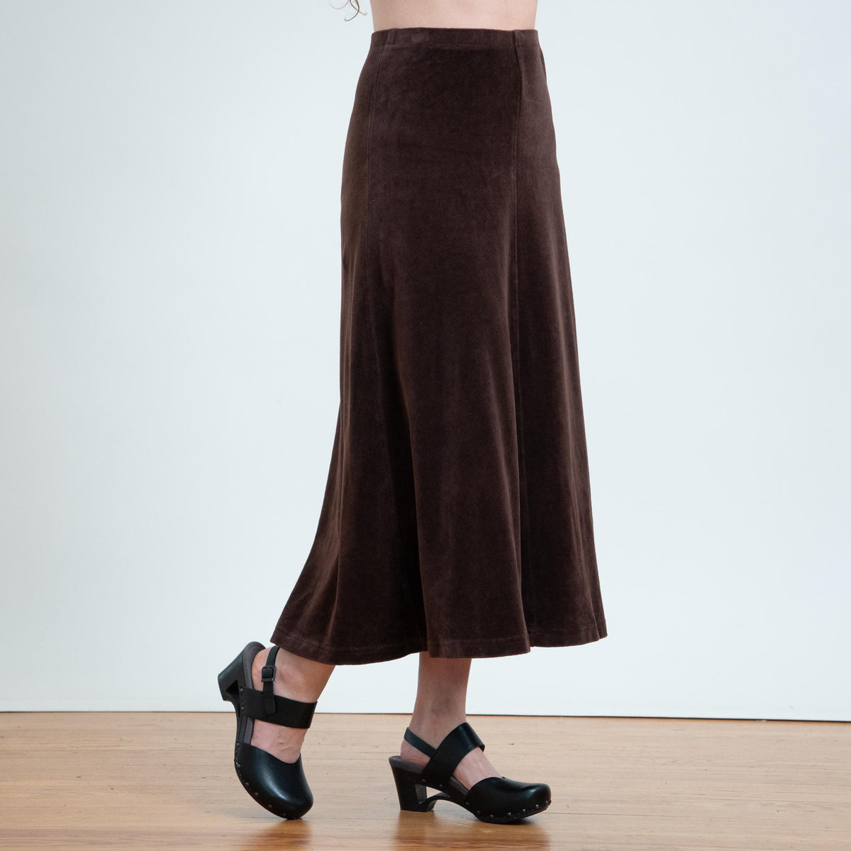 Vintage 80s Mauve Velvet Maxi Skirt - Small | Minimalist High Waisted A Line Fall Skirt
