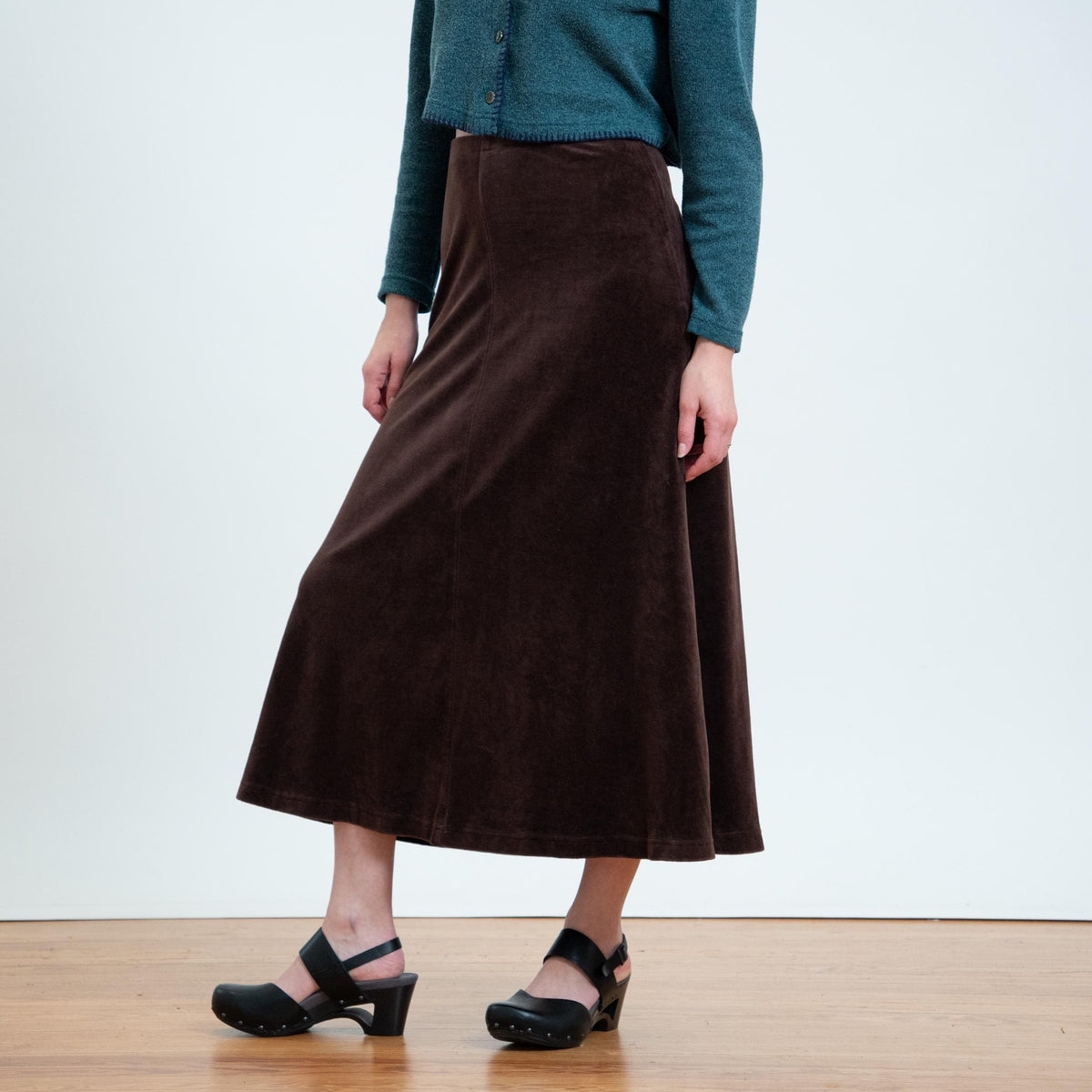 Vintage 80s Mauve Velvet Maxi Skirt - Small | Minimalist High Waisted A Line Fall Skirt