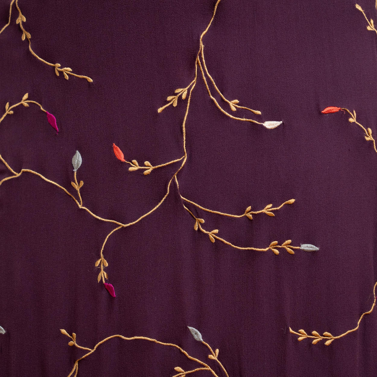 Vintage Y2K Plum Purple Silk Embroidered Maxi Dress - Small | Whimsigoth Boho Square Neck Long Dress
