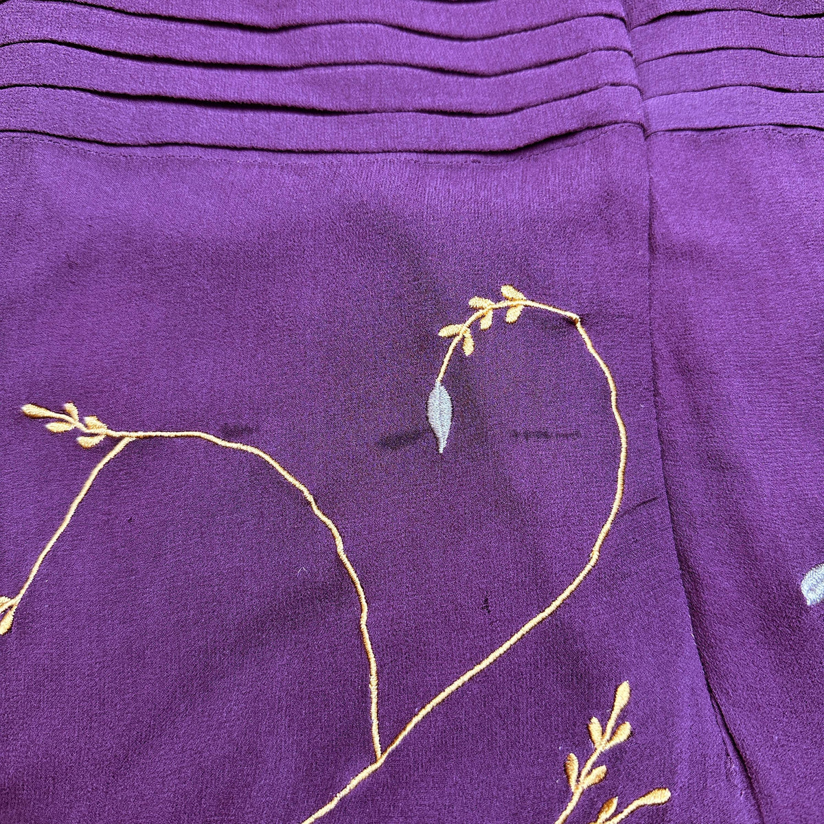 Vintage Y2K Plum Purple Silk Embroidered Maxi Dress - Small | Whimsigoth Boho Square Neck Long Dress